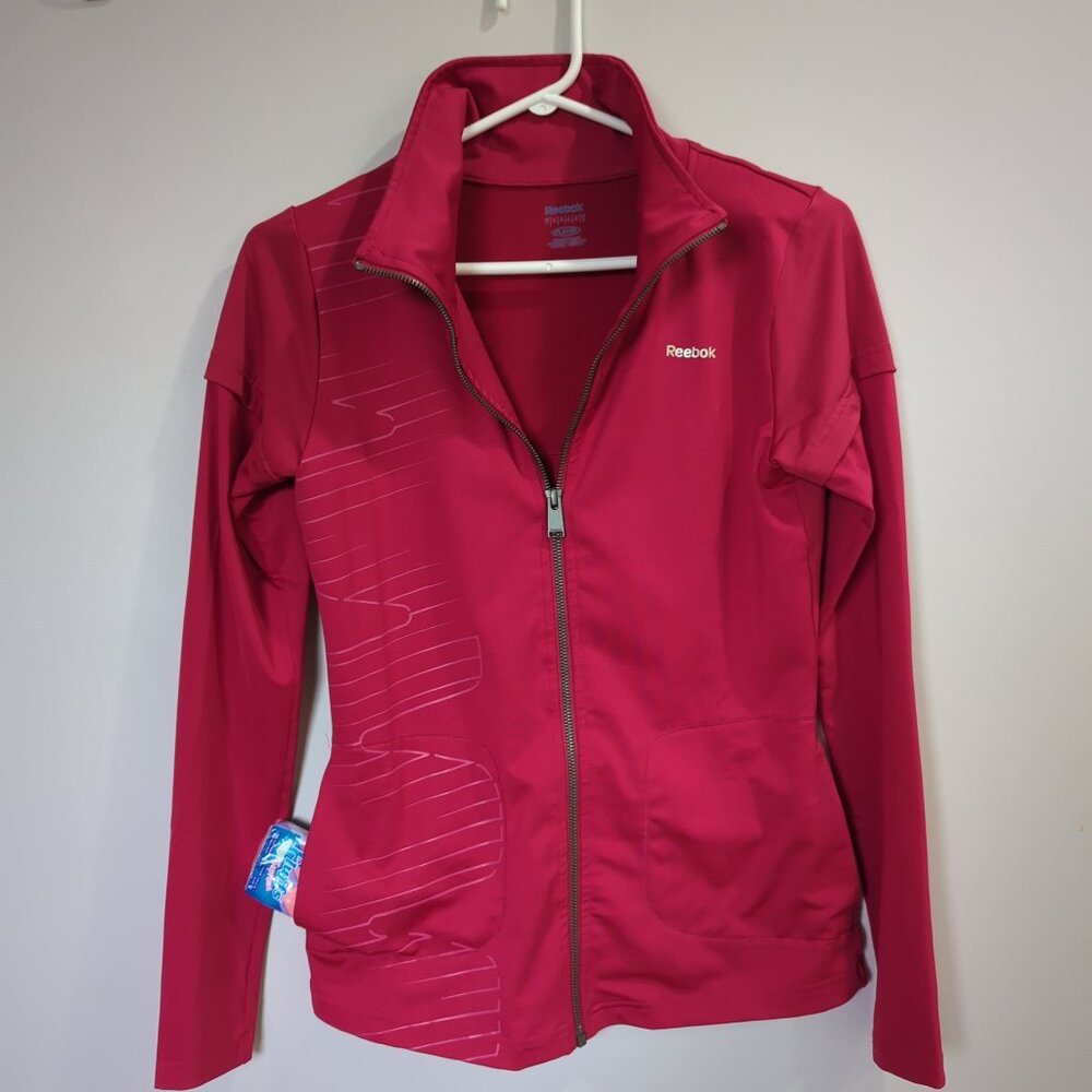 Reebok Women's Size S Full Zip Athletic Track Jacket Red PlayDry Technolozy